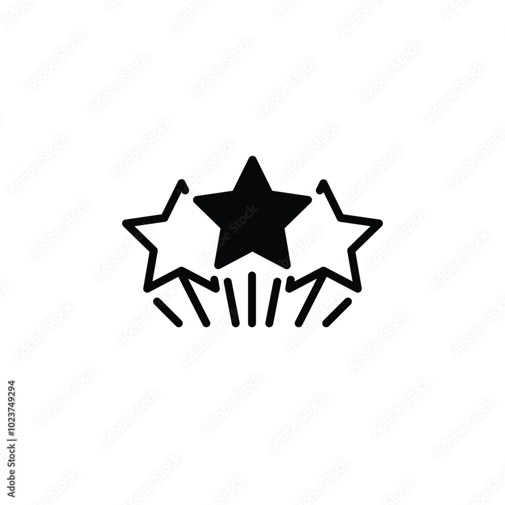 Aufkleber three stars solid icon vector design good for web or mobile app
