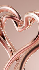 Rose gold intertwined heart design, Generative AI
