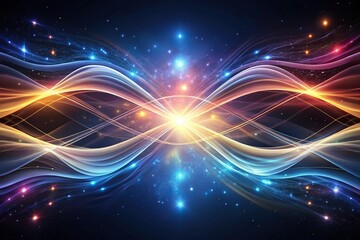 Fototapeta premium Mesmerizing abstract light waves in dark cosmic backdrop