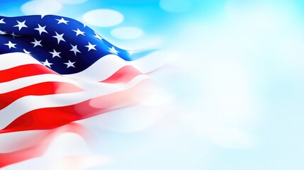 Patriotic American Flag Banner Against Soft Focus Background