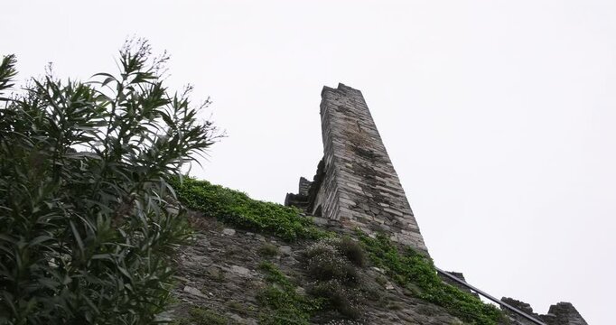 Castle of Corenno Plinio architecture. Lake Como, Dervio, Italy. Town attraction. Travel vacations in Italian Alps