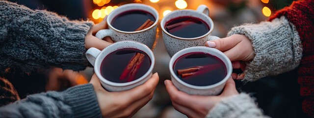 mulled wine in hands. Generated by ai.