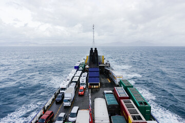 back of a transport boat in the sea