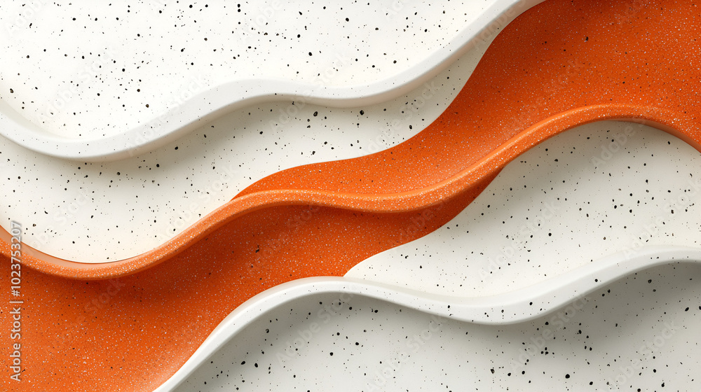 Poster colorful textured waves of white and orange materials create a dynamic visual in a contemporary desi