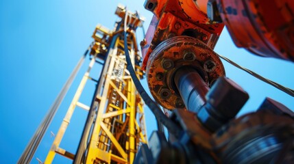 Close Up of Drill Rig Mechanical Components
