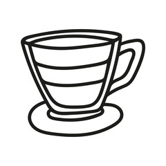 Simple hand drawn coffee cup or tea, americano or cappuccino. Kitchen utensils doodle illustration