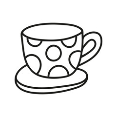 Simple hand drawn coffee cup or tea, americano or cappuccino. Kitchen utensils doodle illustration