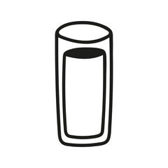 Simple hand drawn glass with drink. Kitchen utensils doodle illustration