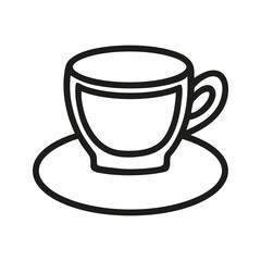 Simple hand drawn coffee cup or tea, americano or cappuccino. Kitchen utensils doodle illustration