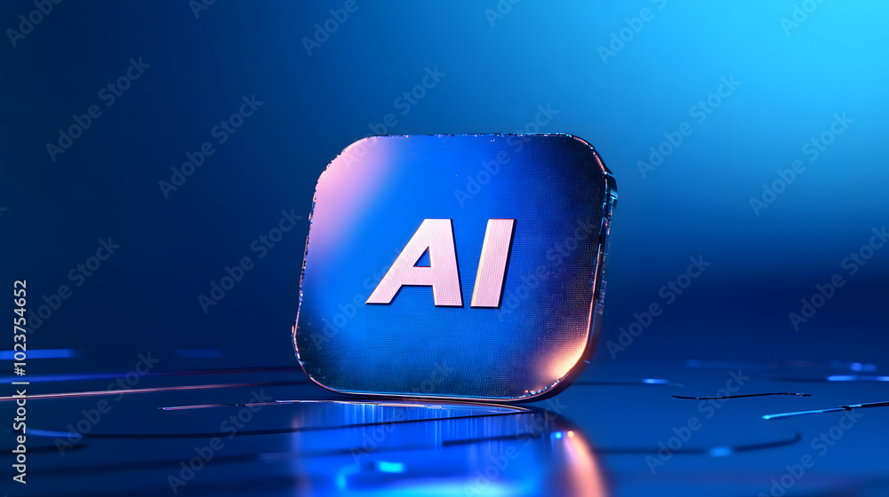 Poster a minimalist design with the title ai prominently displayed in the center of a plain blue background