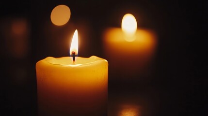 Candles flicker in the night, a testament to grief and remembrance.