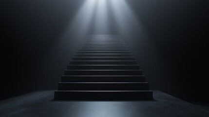 Obraz premium A staircase with a dark background and a light shining on it