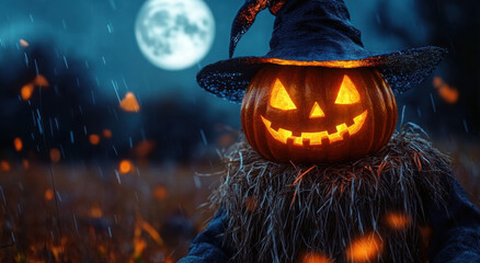 Naklejka premium A monster with a scary smile and burning eyes 