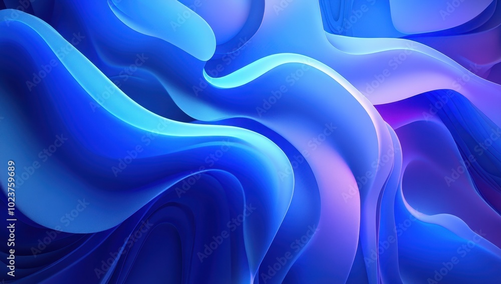 Poster abstract blue background with smooth curves and glowing edges generative ai