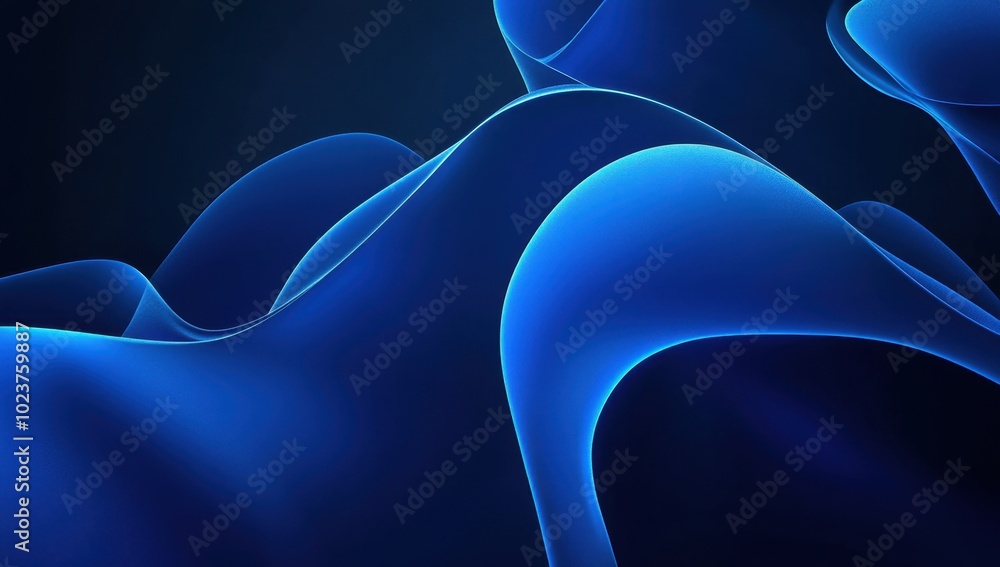 Poster blue background with glowing abstract shapes blue gradient and glow against a dark backdrop modern d