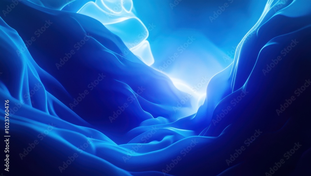 Poster blue background with smooth lines and glowing elements generative ai