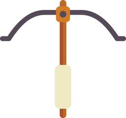 This flat vector icon depicts a crossbow, a ranged weapon using an arrow as a projectile