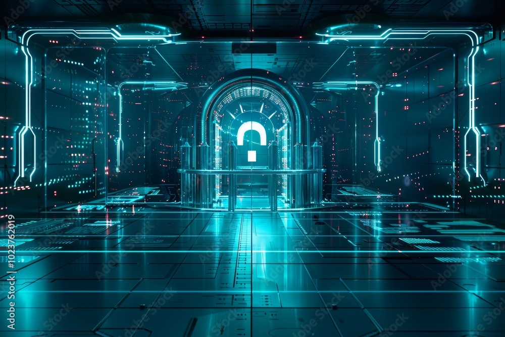 Poster clear area ideal for cybersecurity messaging.