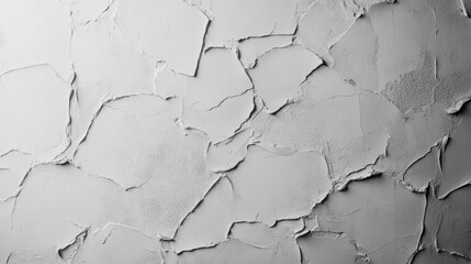 Cracked white plaster wall with rough texture.