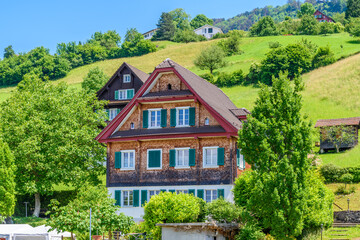View on Swiss village near Lucerne, Switzerland.