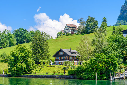 Waterview on Swiss village near Lucerne, Switzerland.