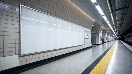Empty Subway Station Billboard Mockup for Advertising Design