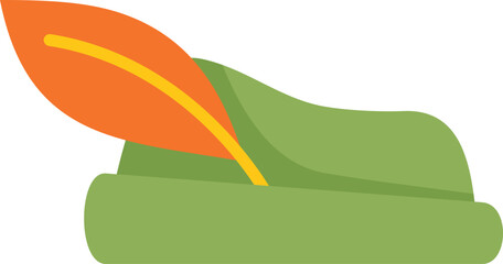 Green robin hood hat with an orange feather, bringing to mind the legends of sherwood forest and the iconic outlaw