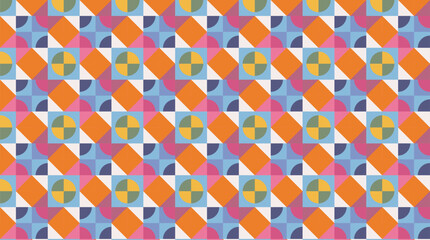 Seamless geometric pattern combination of colorful background shapes. Perfect for printing, design backgrounds, wallpaper and tiles, gift wrapping