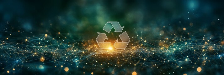Recycling In Tech Glowing Symbol Of Circular Economy And Sustainability, Eco-Innovation Abstract