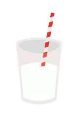 Glass of milk in flat style