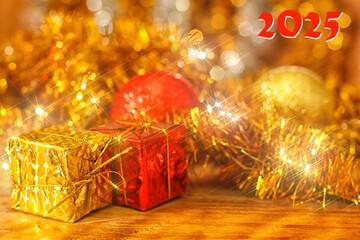 Christmas card with Christmas gifts
