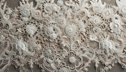 delicate ivory lace texture with intricate floral patterns, perfect for elegant, feminine designs in fashion or event decor,generative ai