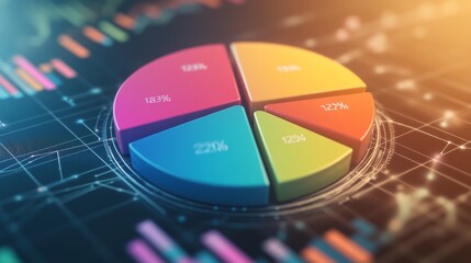 Colorful Pie Chart with Data Visualization Elements