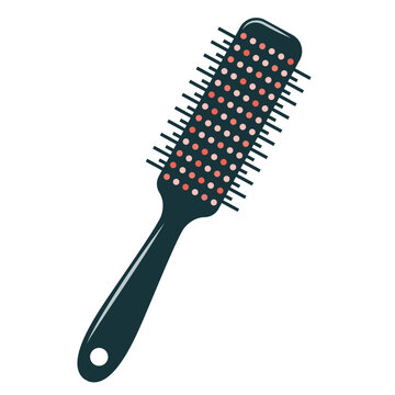 recommend clip art: Comb. Massage brush for hair in pink color. Vector illustration in flat style.