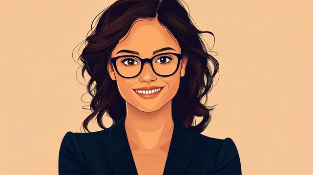 A woman with dark hair and glasses smiles at the camera, wearing a black blazer