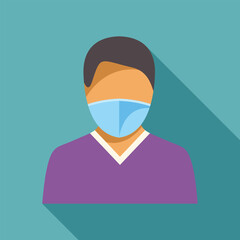 Young man wearing scrubs and a protective face mask