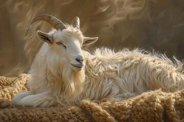 Fototapeta premium Soft fur texture animal goat body white with brown background