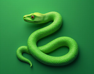 Naklejka premium A vibrant green snake has been chosen as the iconic emblem representing the spirit of the year 2025._00001_