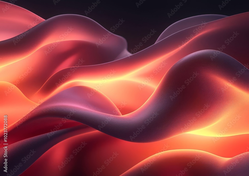 Poster abstract liquidinspired 3d shapes with glossy surfaces and glowing edges in soft lighting