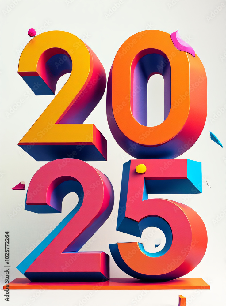 Poster A vibrant and colorful 2025 Happy New Year design concept is taking shape with bold geometric shapes._00001_