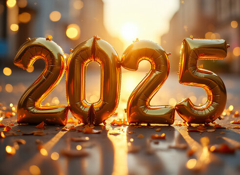 The new year's festivities will kick off with a dazzling display of gold and silver balloons in the morning light of January 1st, 2025._00001_