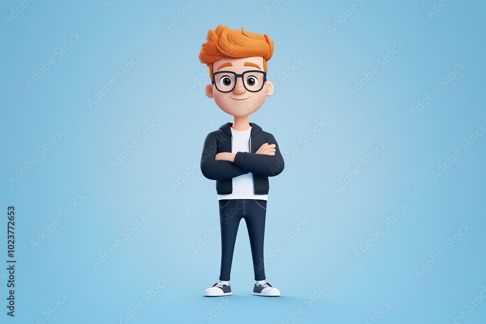 Poster colorful stylized 3d character with exaggerated proportions and playful expressions for animation