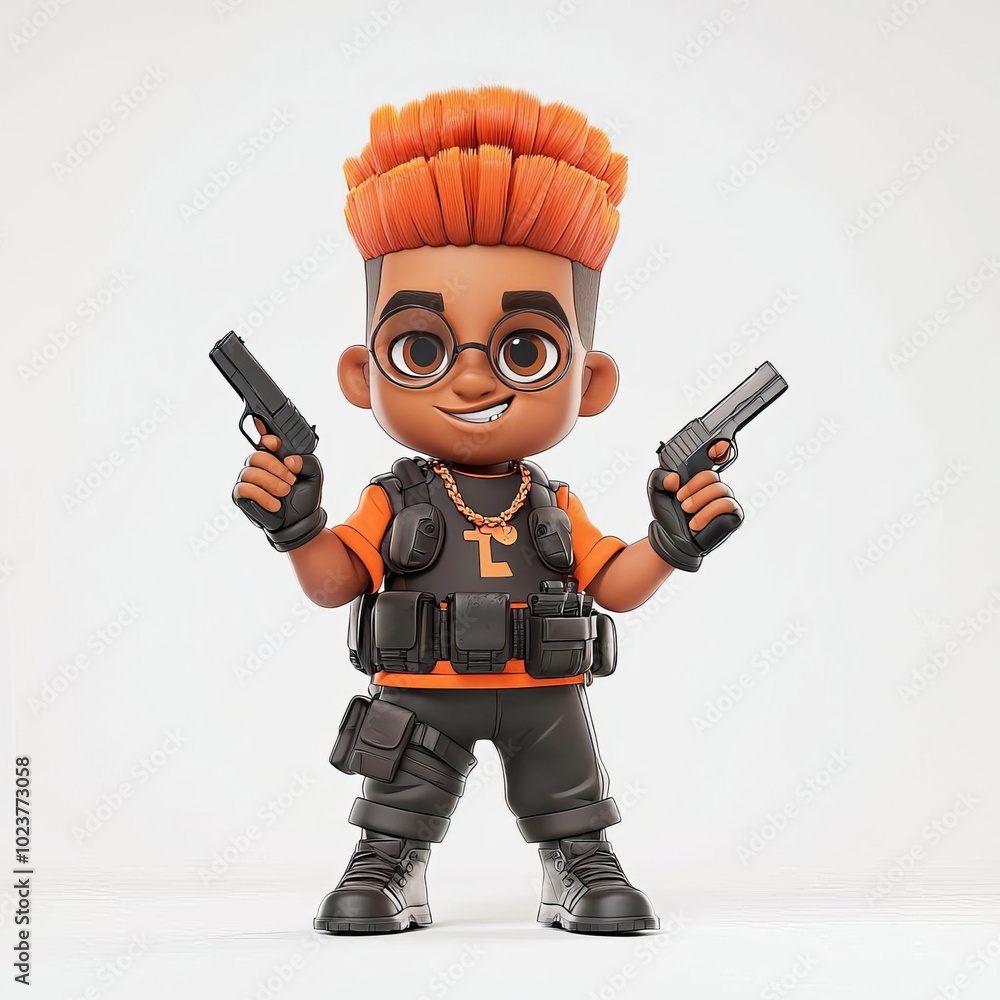 Poster dynamic 3d character design for actionpacked animated series with vibrant colors and proportions