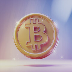 Gold Bitcoin Coin with Sparkling Effect, Generative AI
