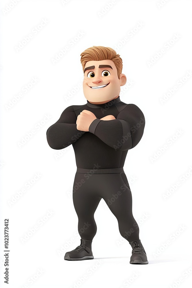 Aufkleber energetic 3d cartoon character in dynamic poses for actionpacked animated series