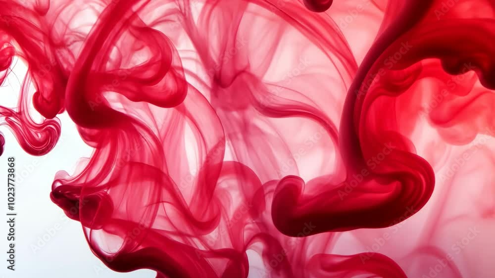 Aufkleber red ink swirls and dances in a clear liquid, creating a vibrant abstract pattern