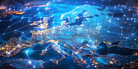 Abstract representation of digital connectivity in Scandinavia.