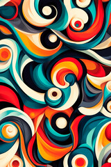 an abstract pattern with swirling shapes and vibrant colors, creating the perfect wallpaper for your phone or tablet. Focus on creating a visually striking composition with a balance of organic 