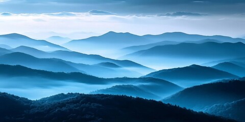 Obraz premium Breathtaking panoramic view of the Blue Ridge Mountains showcasing its stunning beauty. 