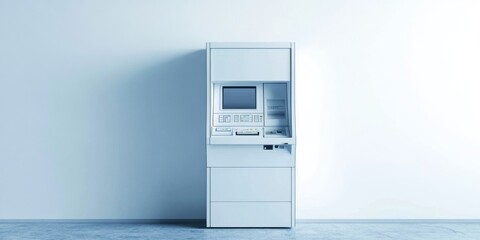 ATM machine displayed prominently against a clean white backdrop.